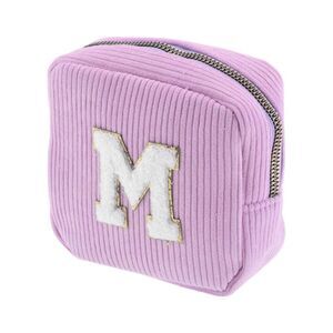 Letter M Pattern Makeup Bag for Travel Pink Purple